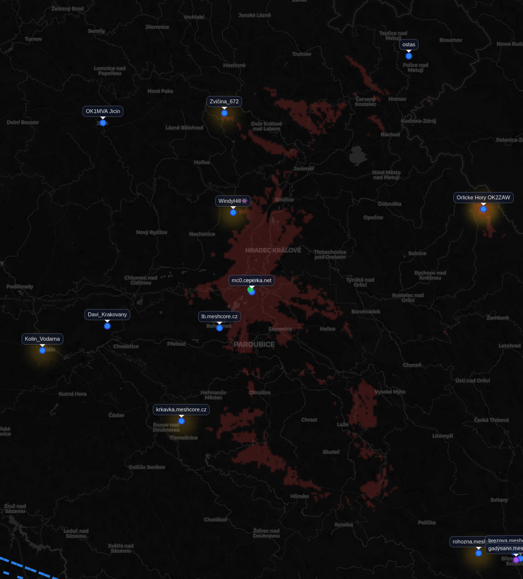 Mapa pokrytí sítě